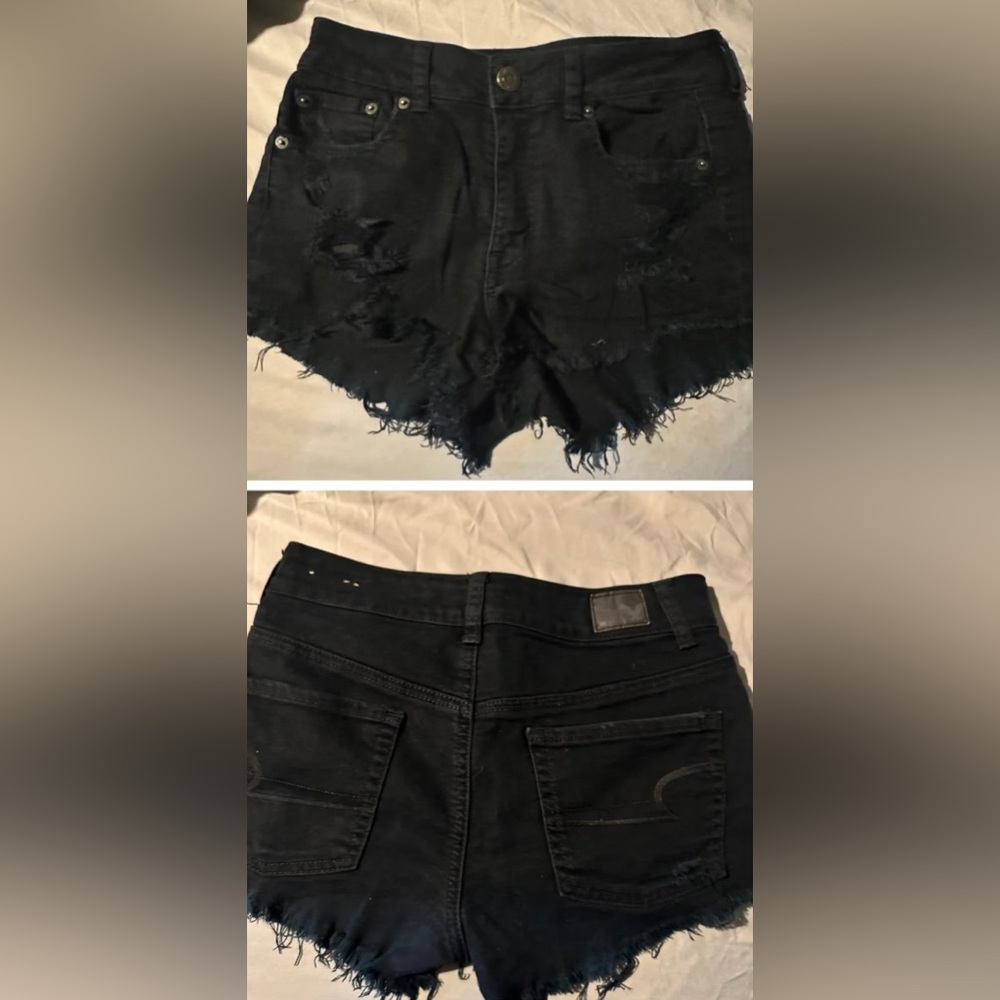 American eagle black jean shorts size 2